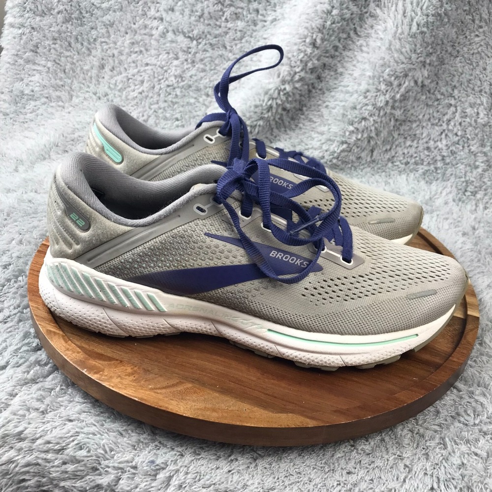 Brooks Adrenaline GTS 22 Womens 9B Gray/Blue Gym Running Trail Sneakers Shoes